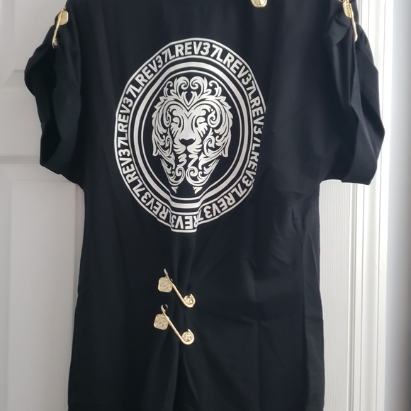 Stunning Black/White Safety Pin Tee Shirt Dress - Picture 6 of 11